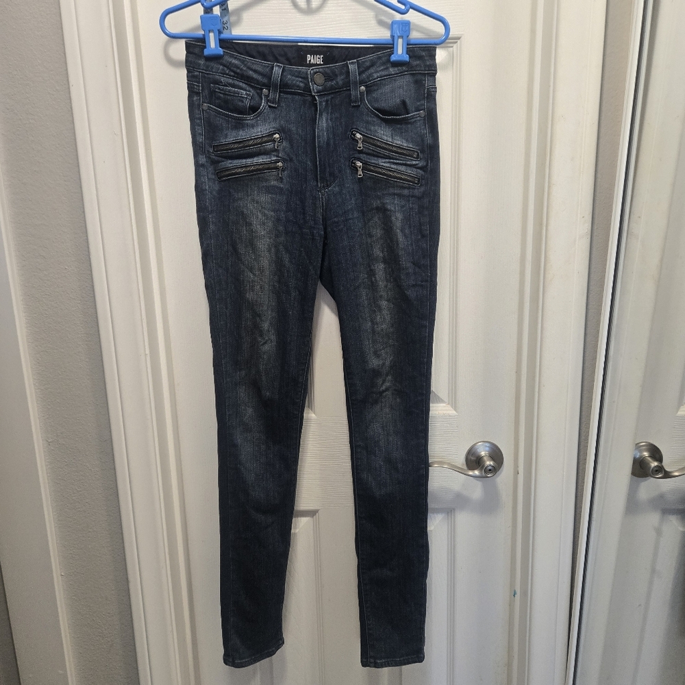 Paige High Rise Edgemont Jeans with Zipper Accents Size 27